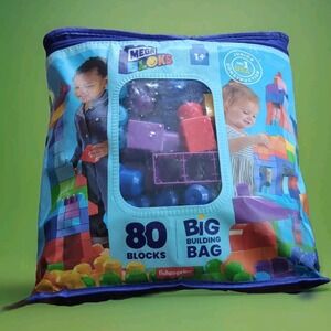 MEGA‎ BLOKS First Builders Toddler Blocks Toys Set, Big Building Bag Blue Used